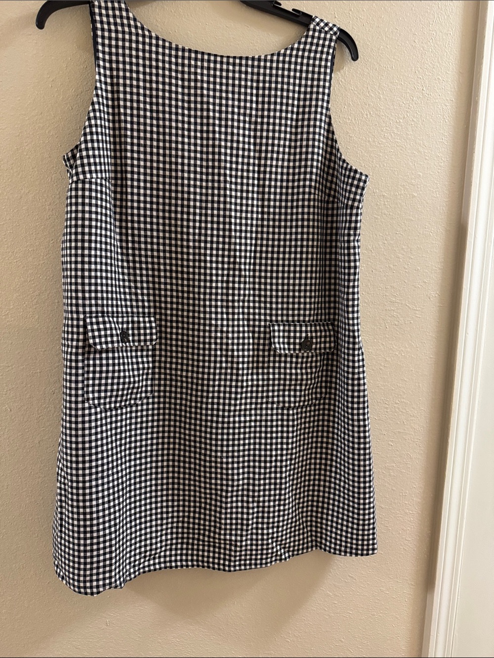 Black & White Gingham Sleeveless Shift Dress